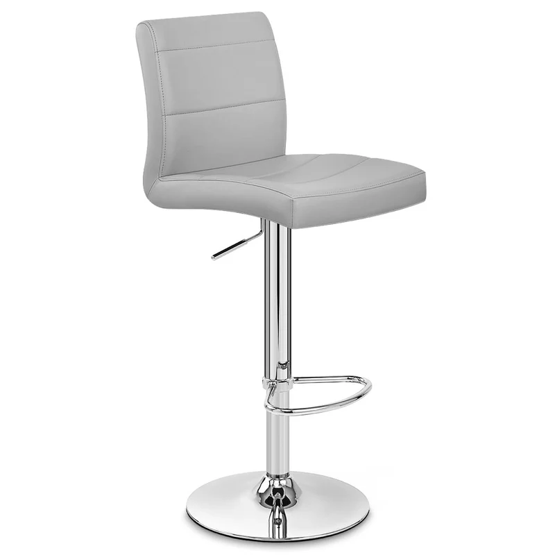 Chaise de Bar Faux Cuir Chrome - Breakfast Gris