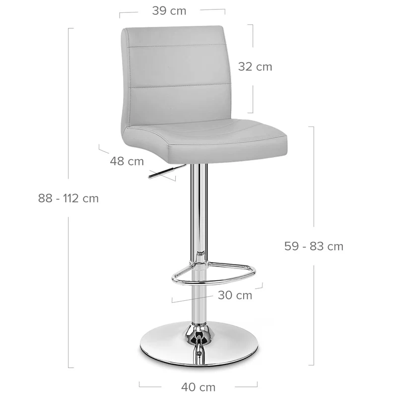 Chaise de Bar Faux Cuir Chrome - Breakfast Gris