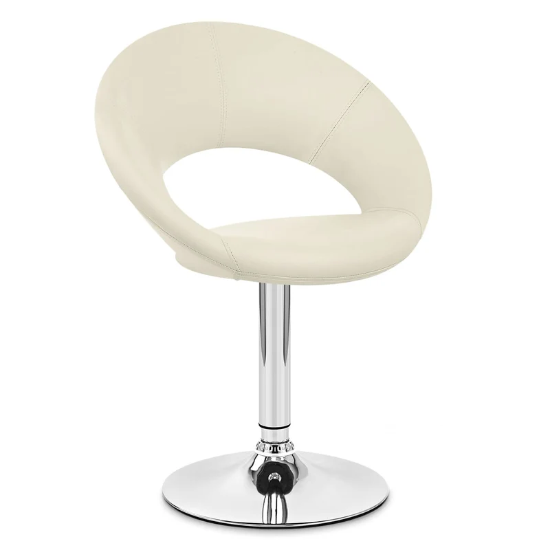 Chaise Faux Cuir Chrome - Clémentine Crème