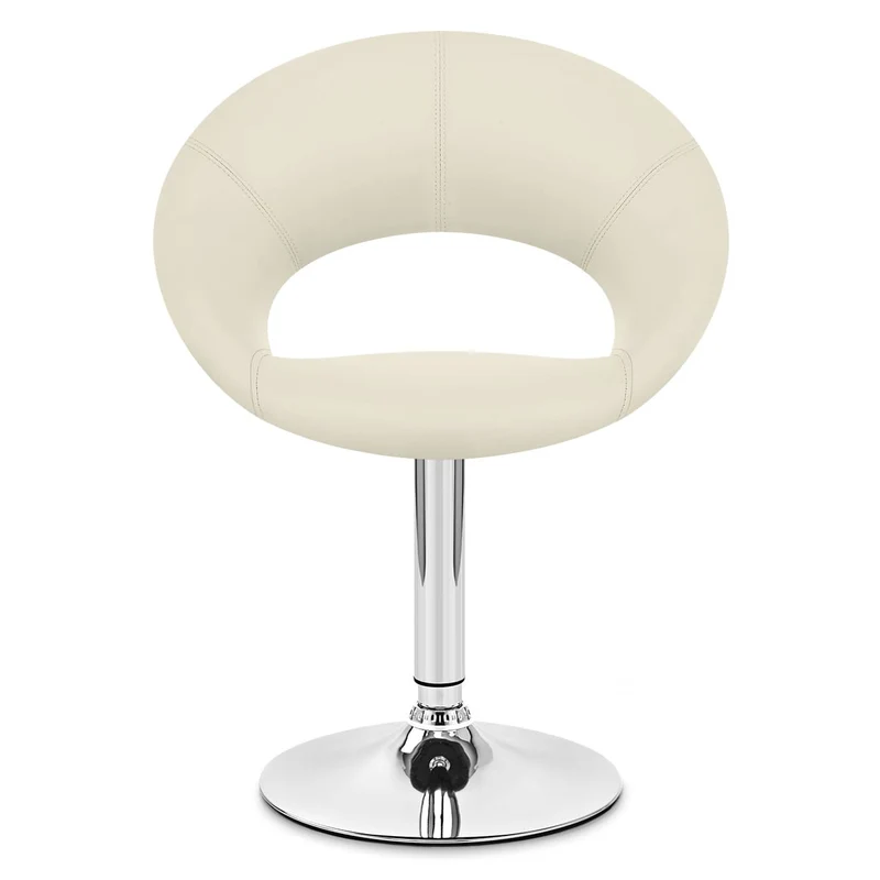 Chaise Faux Cuir Chrome - Clémentine Crème