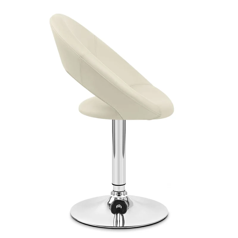 Chaise Faux Cuir Chrome - Clémentine Crème