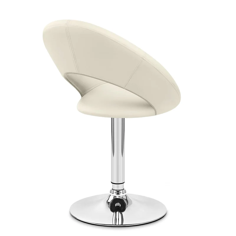 Chaise Faux Cuir Chrome - Clémentine Crème