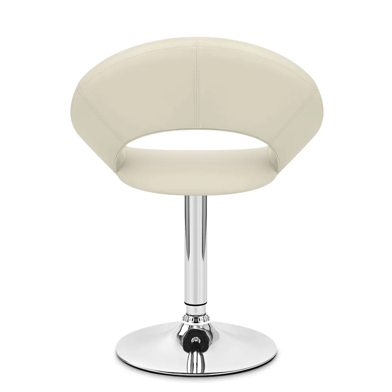 Chaise Faux Cuir Chrome - Clémentine Crème