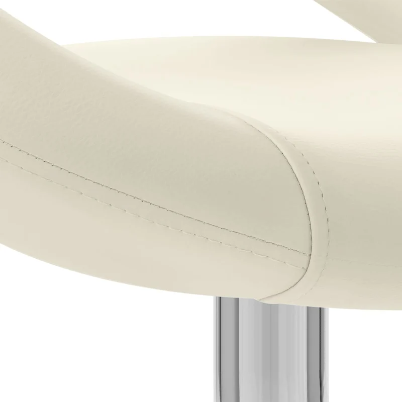 Chaise Faux Cuir Chrome - Clémentine Crème