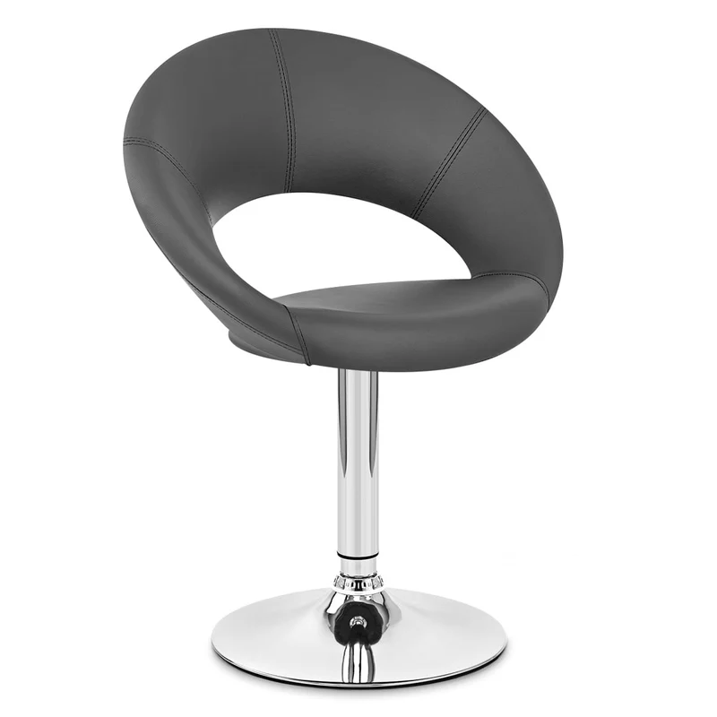 Chaise Faux Cuir Chrome - Clémentine Gris