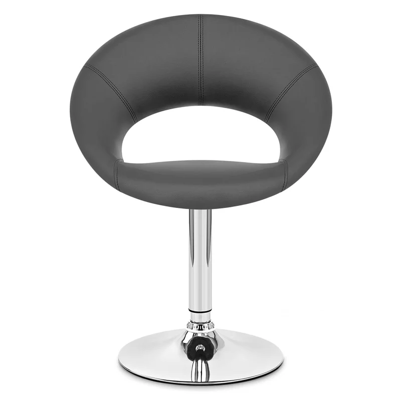 Chaise Faux Cuir Chrome - Clémentine Gris