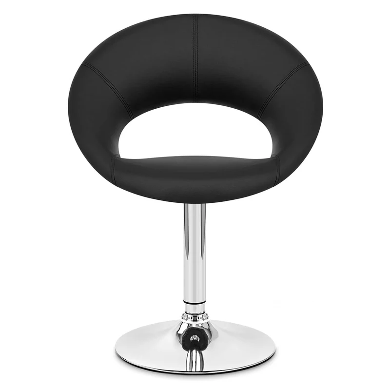 Chaise Faux Cuir Chrome - Clémentine Noir