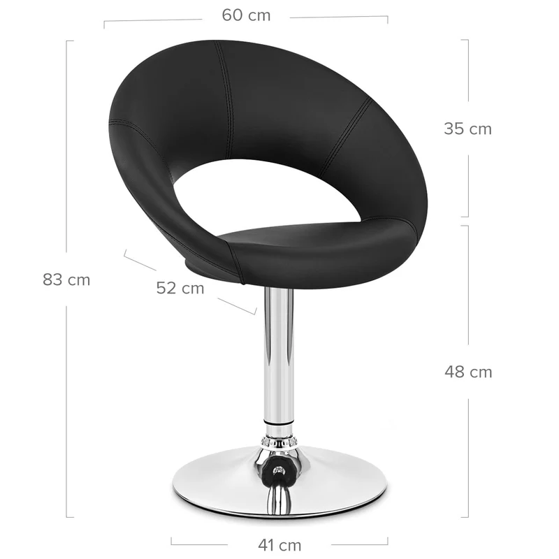 Chaise Faux Cuir Chrome - Clémentine Noir