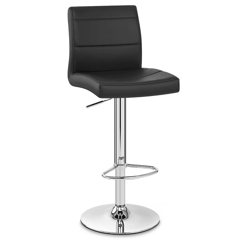 Chaise de Bar Faux Cuir Chrome - Breakfast Noir
