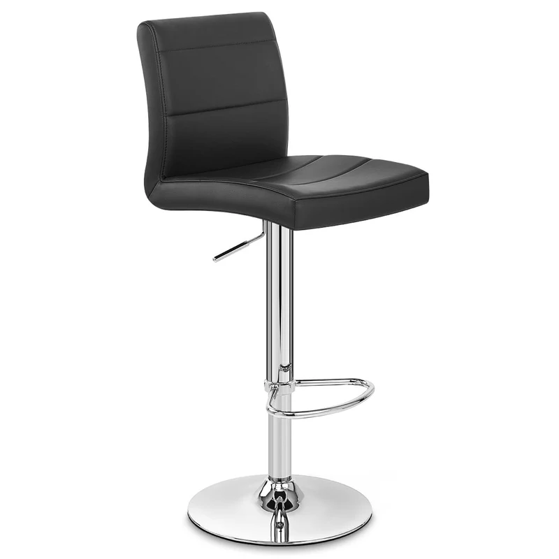Chaise de Bar Faux Cuir Chrome - Breakfast Noir