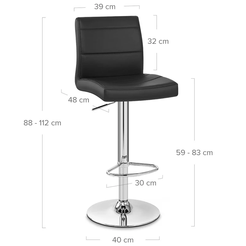 Chaise de Bar Faux Cuir Chrome - Breakfast Noir