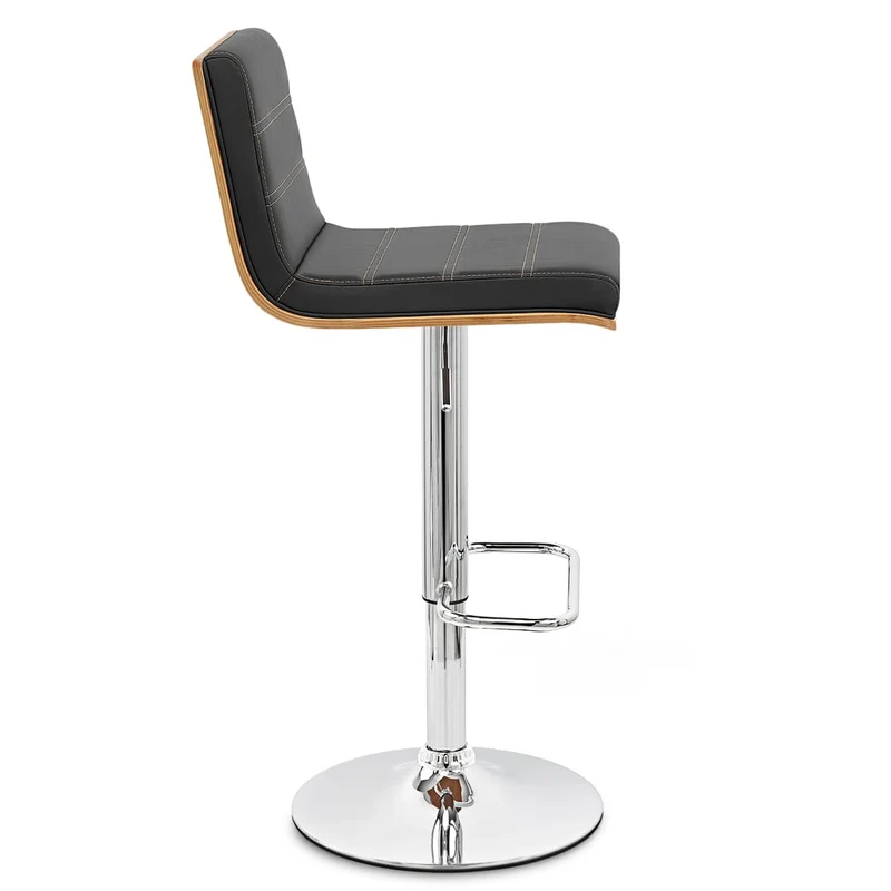 Chaise de bar Faux Cuir Bois Chrome - Riviera Noir