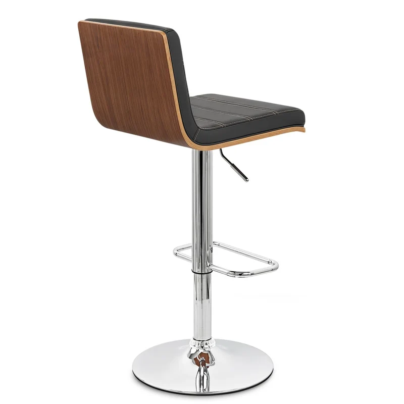Chaise de bar Faux Cuir Bois Chrome - Riviera Noir