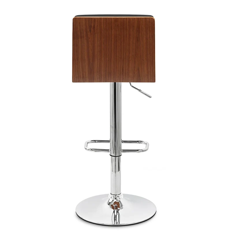 Chaise de bar Faux Cuir Bois Chrome - Riviera Noir