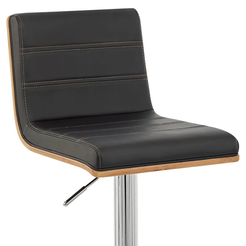 Chaise de bar Faux Cuir Bois Chrome - Riviera Noir