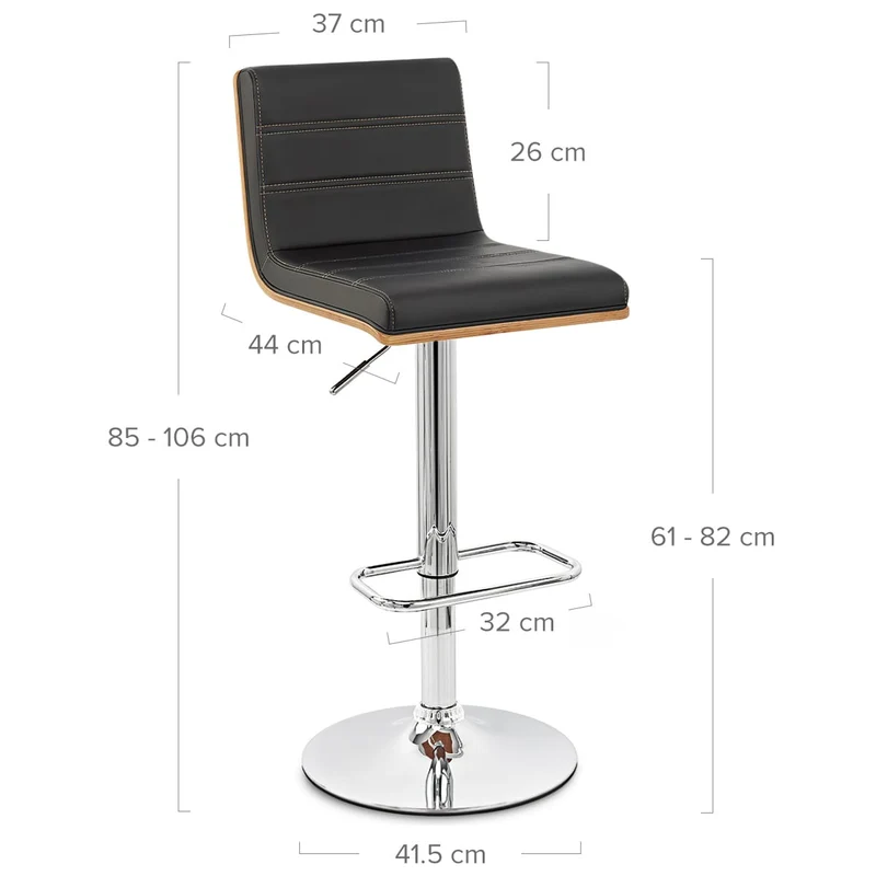 Chaise de bar Faux Cuir Bois Chrome - Riviera Noir