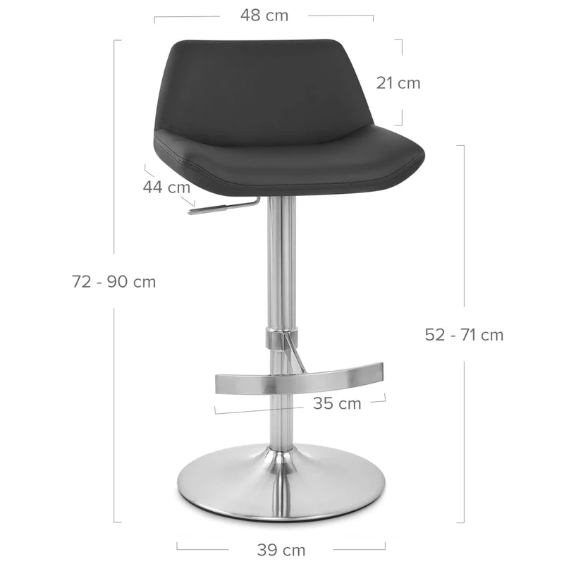Tabouret de Bar Cuir Véritable - Christiana Noir