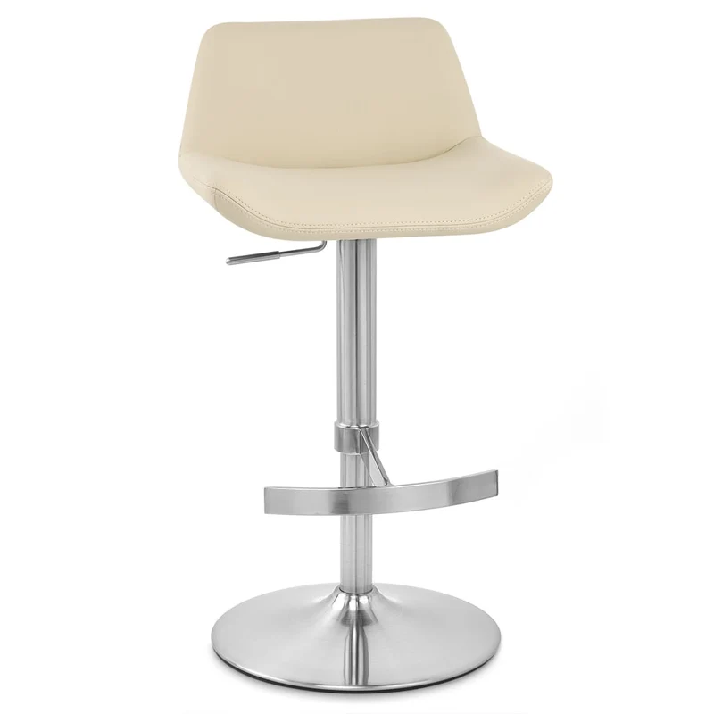 Chaise de Bar Simili Cuir Chrome Brossé - Christiana Crème