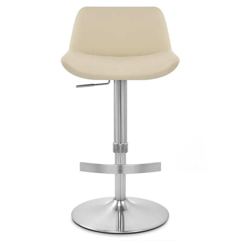 Chaise de Bar Simili Cuir Chrome Brossé - Christiana Crème