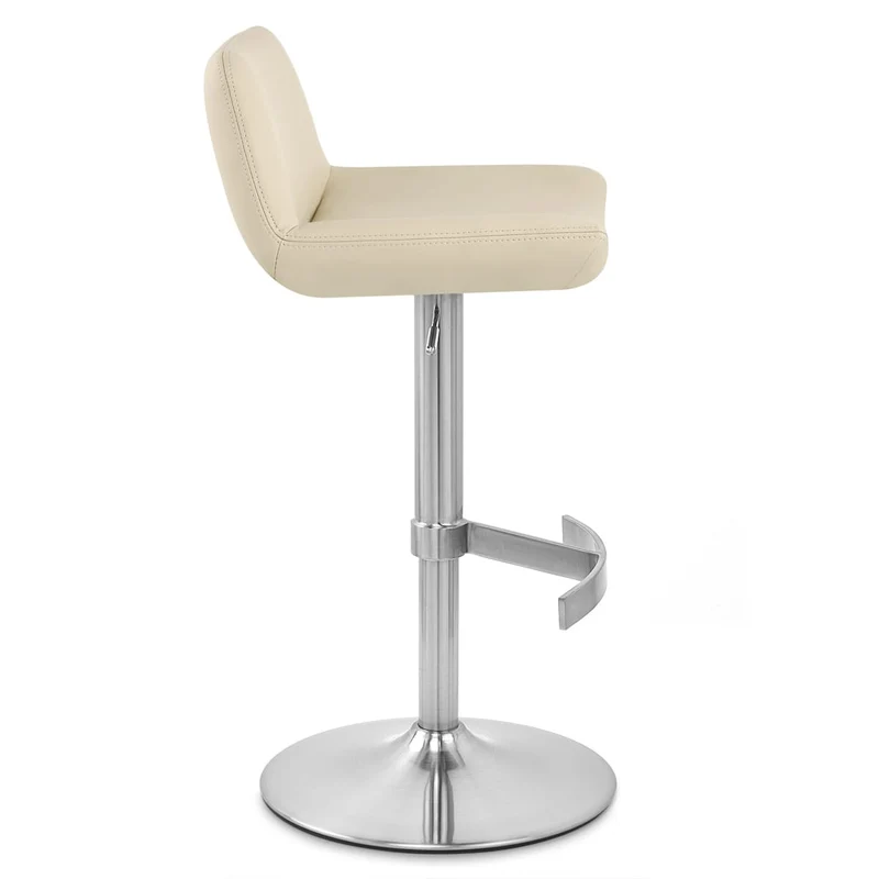 Chaise de Bar Simili Cuir Chrome Brossé - Christiana Crème