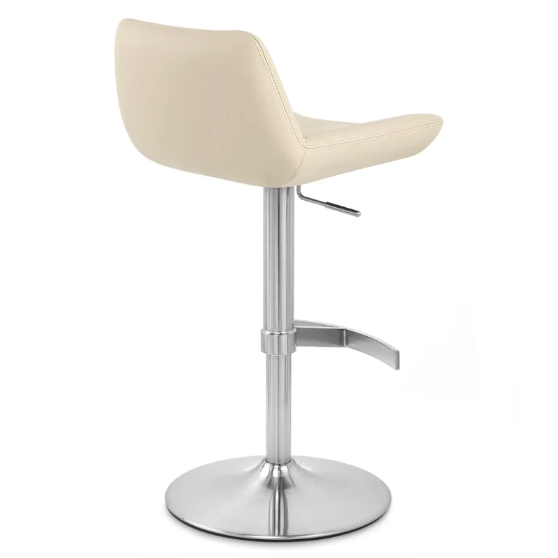 Chaise de Bar Simili Cuir Chrome Brossé - Christiana Crème