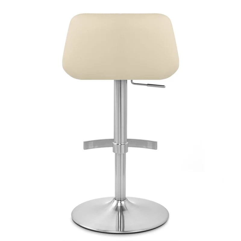Chaise de Bar Simili Cuir Chrome Brossé - Christiana Crème