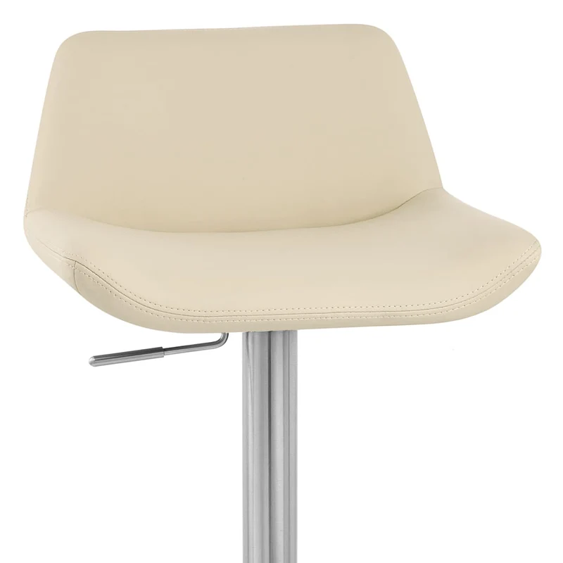 Chaise de Bar Simili Cuir Chrome Brossé - Christiana Crème