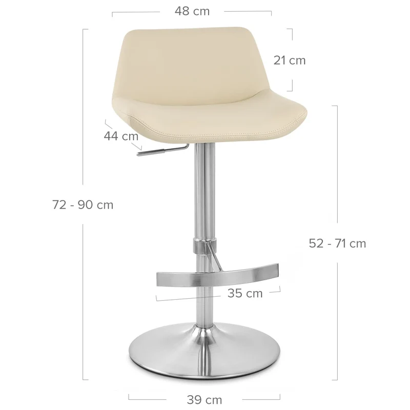 Chaise de Bar Simili Cuir Chrome Brossé - Christiana Crème