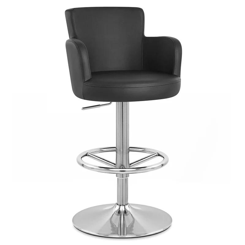 Chaise de Bar Faux Cuir Chrome Brossé - Château Noir