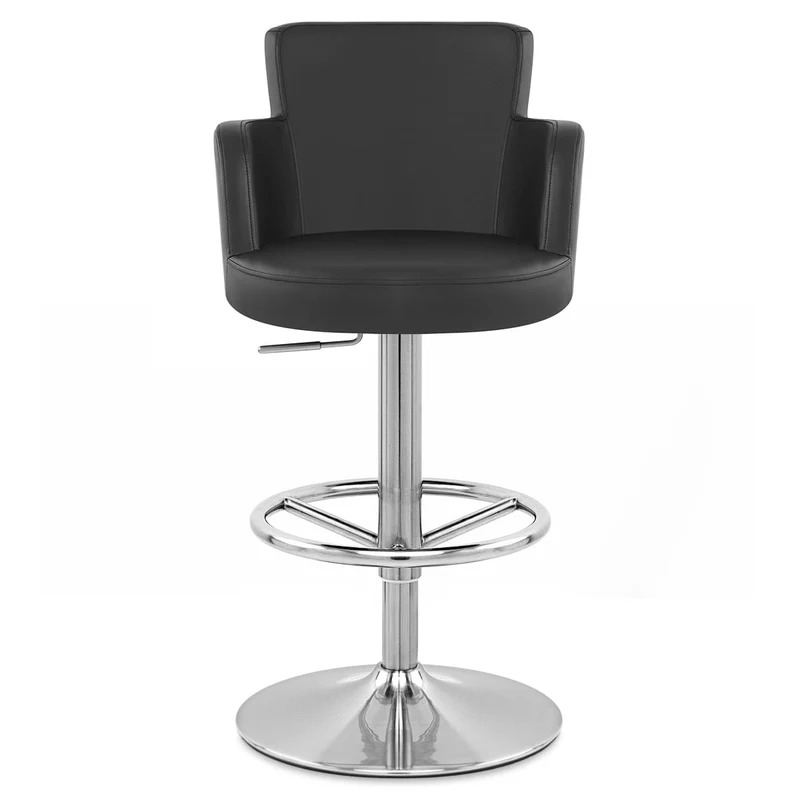 Chaise de Bar Faux Cuir Chrome Brossé - Château Noir