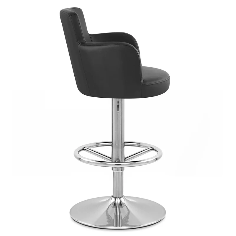 Chaise de Bar Faux Cuir Chrome Brossé - Château Noir
