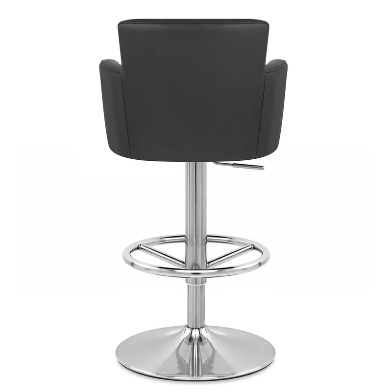 Chaise de Bar Faux Cuir Chrome Brossé - Château Noir