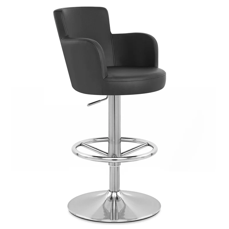 Chaise de Bar Faux Cuir Chrome Brossé - Château Noir