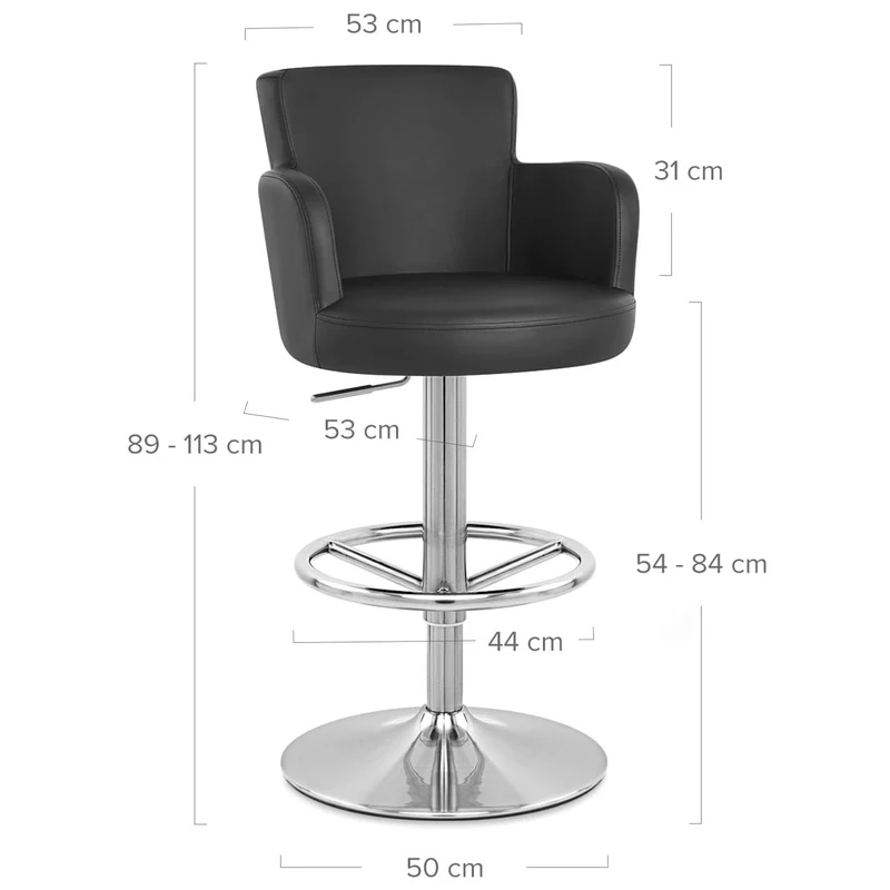 Chaise de Bar Faux Cuir Chrome Brossé - Château Noir