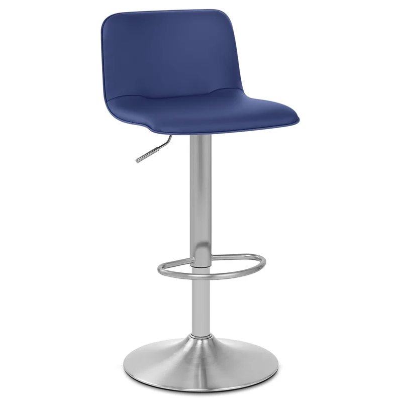 Chaise de Bar Faux Cuir Chrome Brossé - Cape Bleu