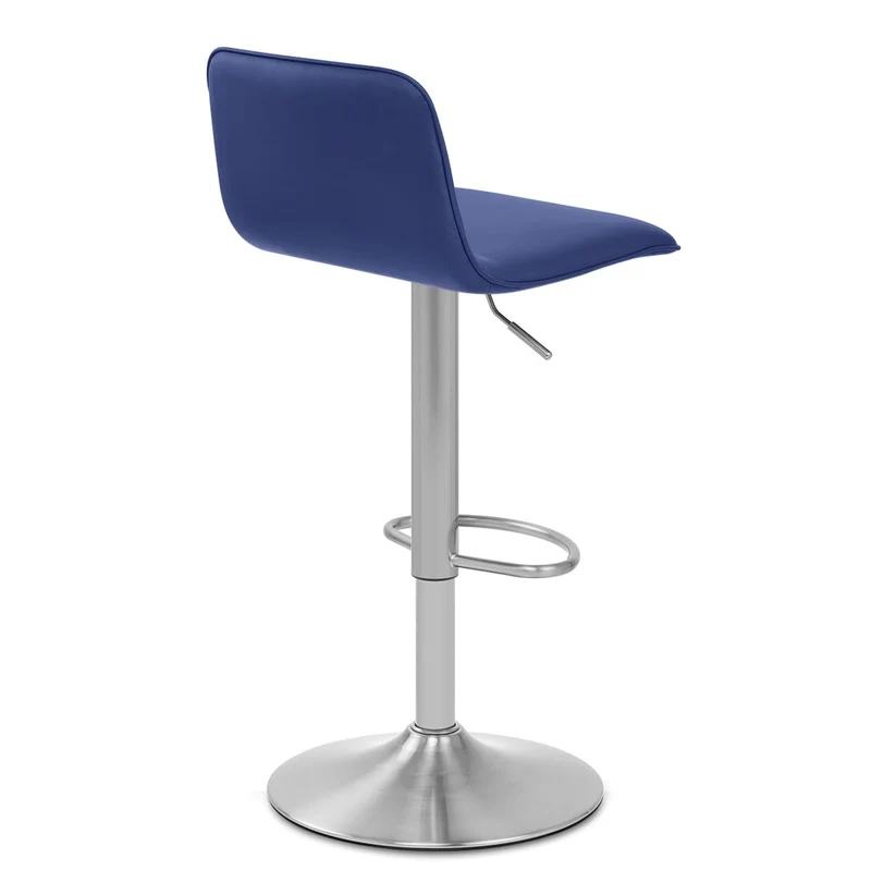 Chaise de Bar Faux Cuir Chrome Brossé - Cape Bleu