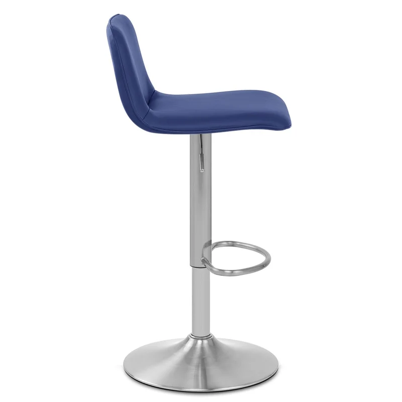 Chaise de Bar Faux Cuir Chrome Brossé - Cape Bleu