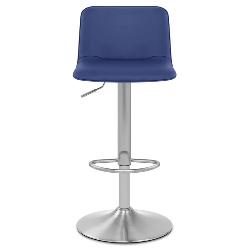 Chaise de Bar Faux Cuir Chrome Brossé - Cape Bleu