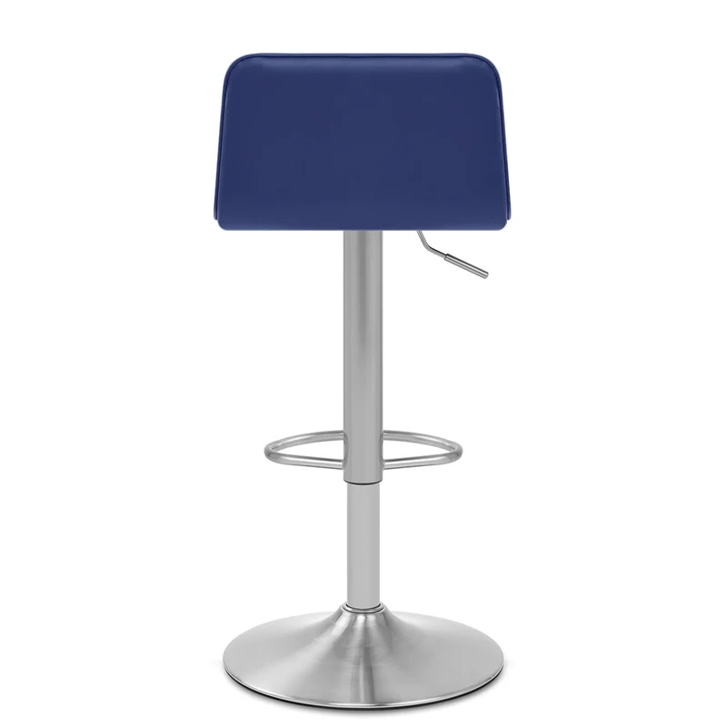 Chaise de Bar Faux Cuir Chrome Brossé - Cape Bleu