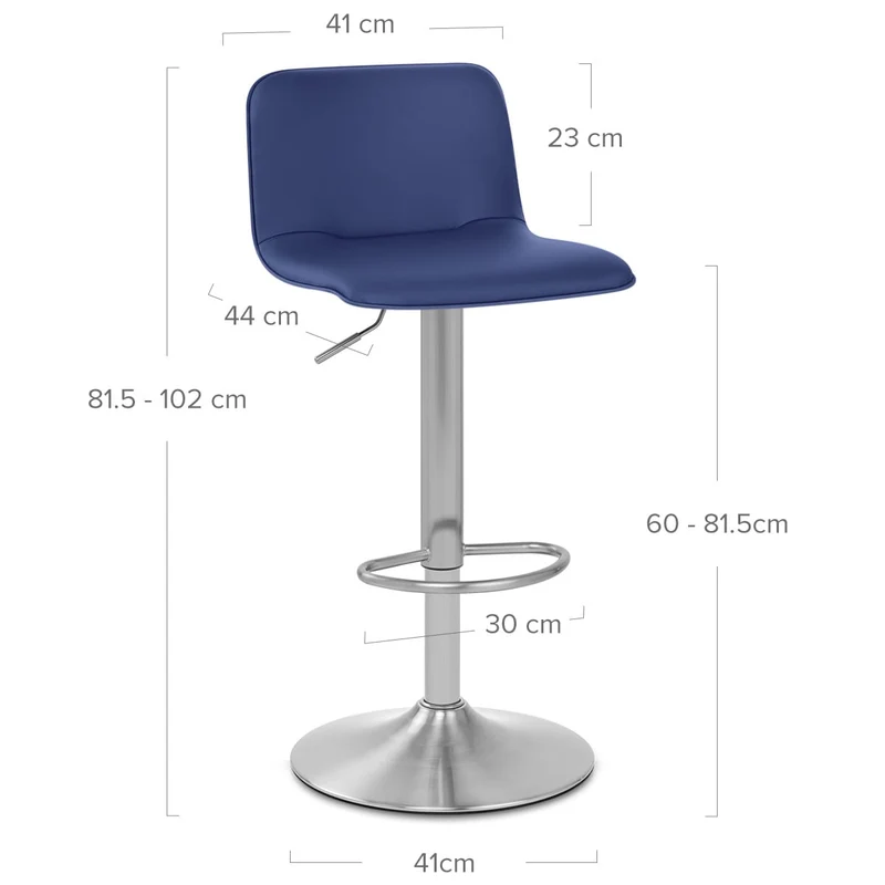 Chaise de Bar Faux Cuir Chrome Brossé - Cape Bleu