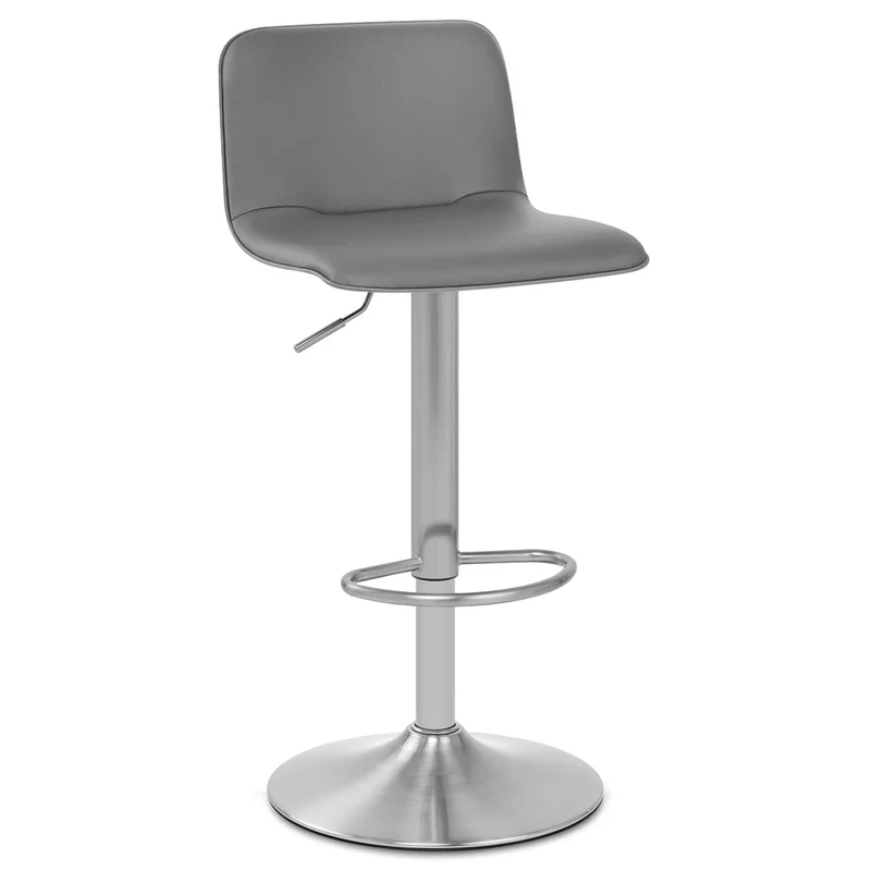 Chaise de Bar Faux Cuir Chrome Brossé - Cape Gris