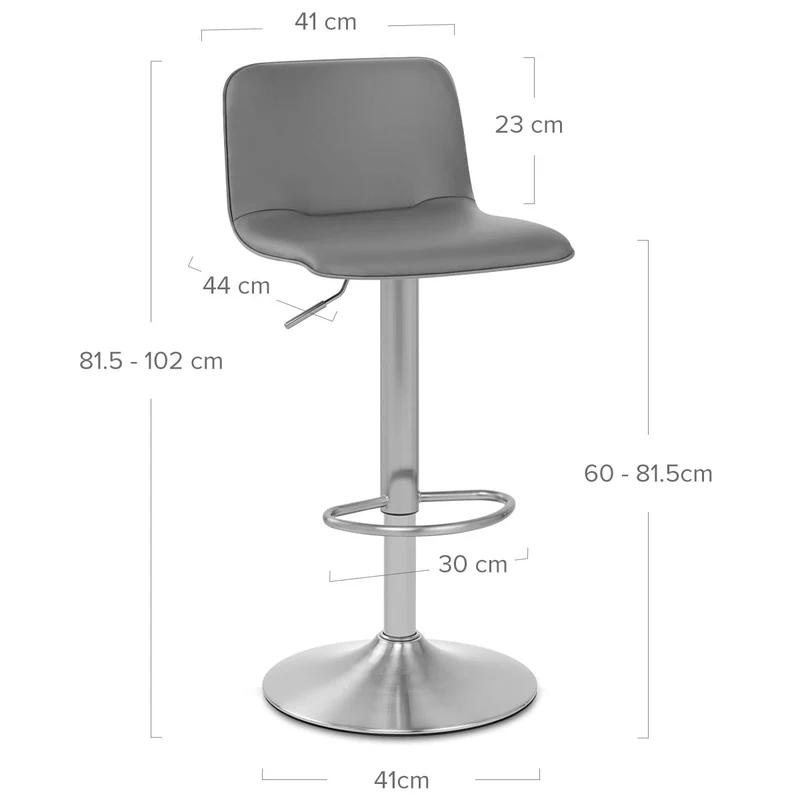 Chaise de Bar Faux Cuir Chrome Brossé - Cape Gris