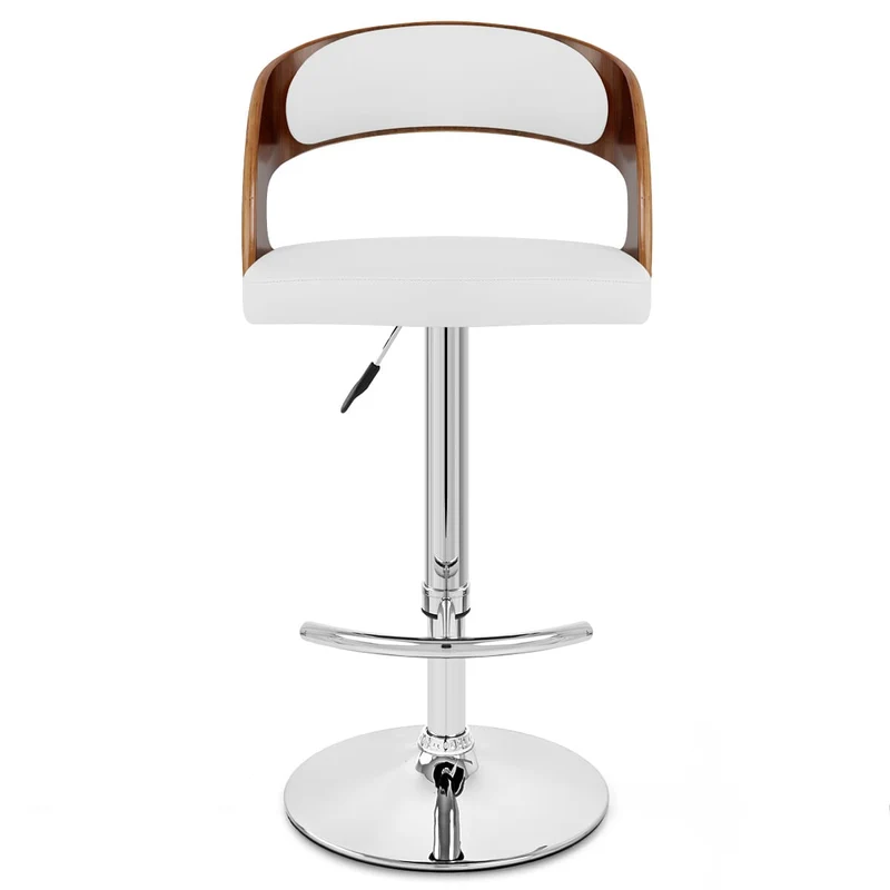 Chaise de Bar Bois Chrome - Eve Noyer Blanc