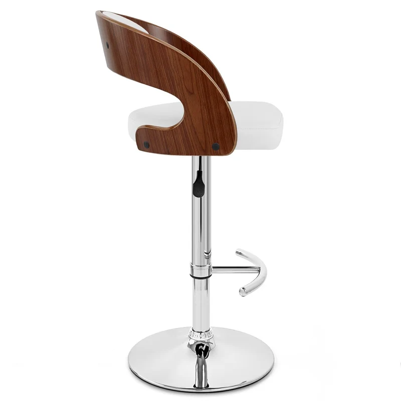 Chaise de Bar Bois Chrome - Eve Noyer Blanc