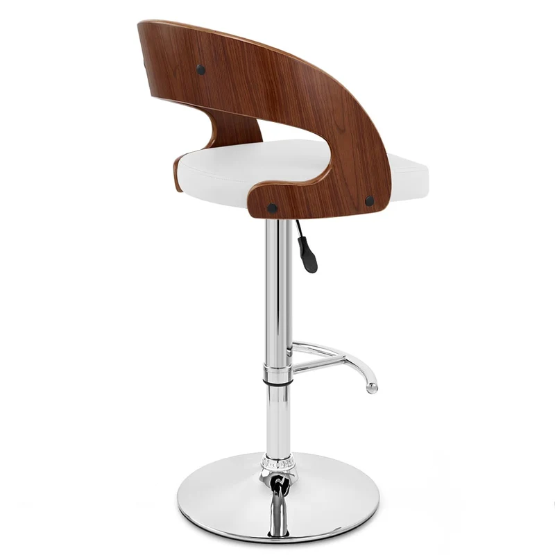 Chaise de Bar Bois Chrome - Eve Noyer Blanc
