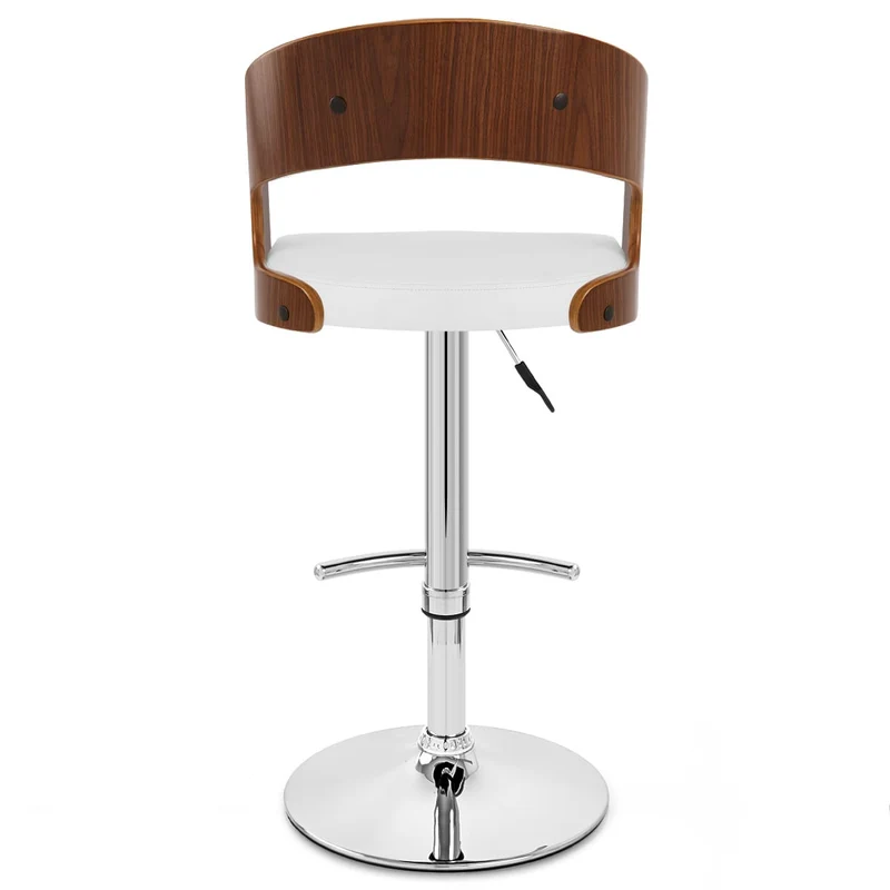 Chaise de Bar Bois Chrome - Eve Noyer Blanc
