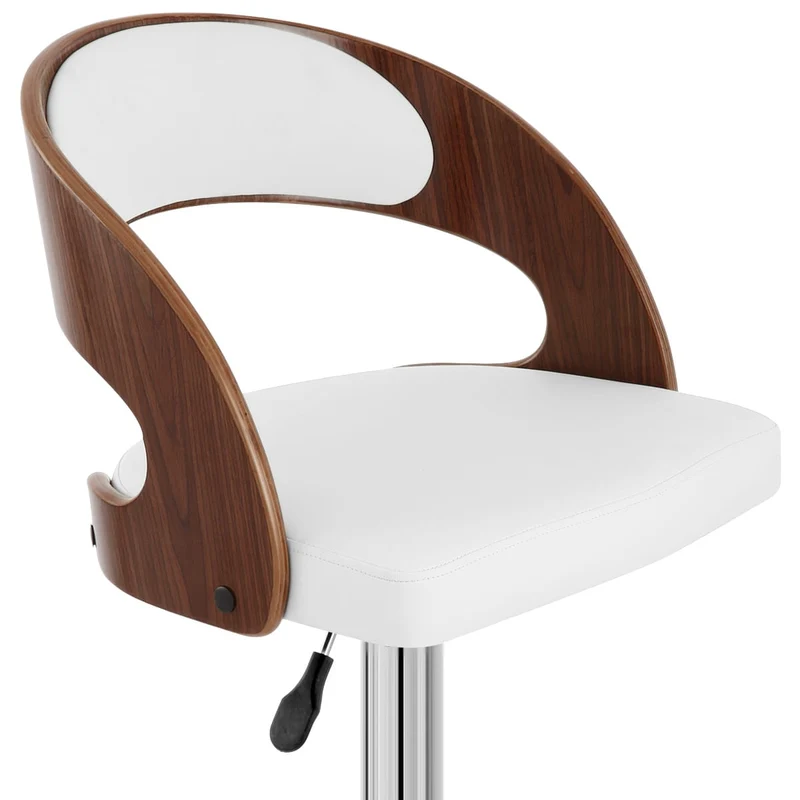 Chaise de Bar Bois Chrome - Eve Noyer Blanc