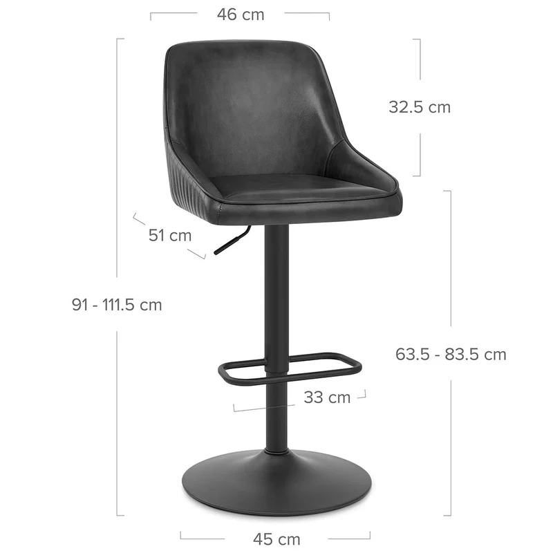 Tabouret Cuir Véritable - Canberra Noir
