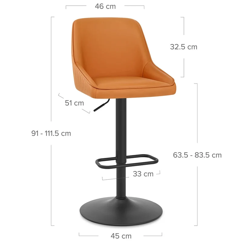 Tabouret Cuir Véritable - Canberra Orange