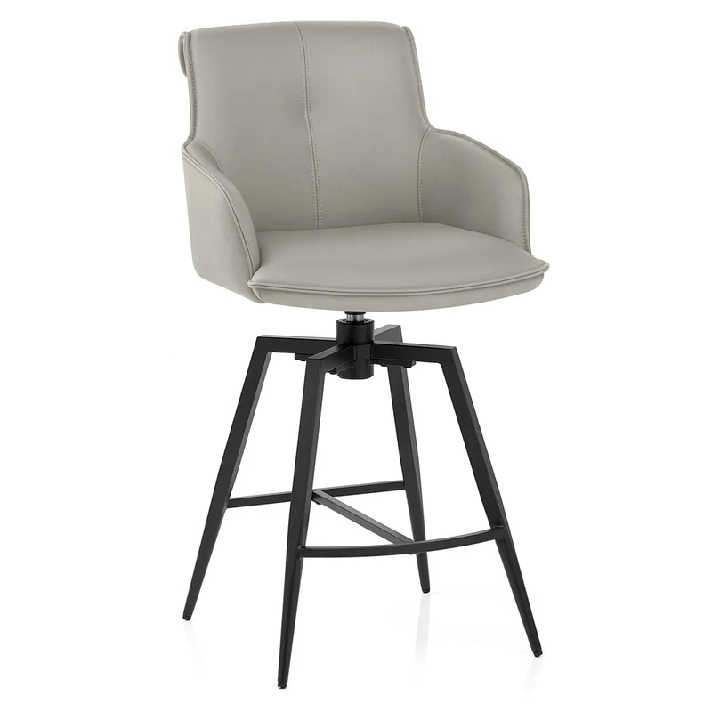Tabouret Cuir Véritable - Camden Gris